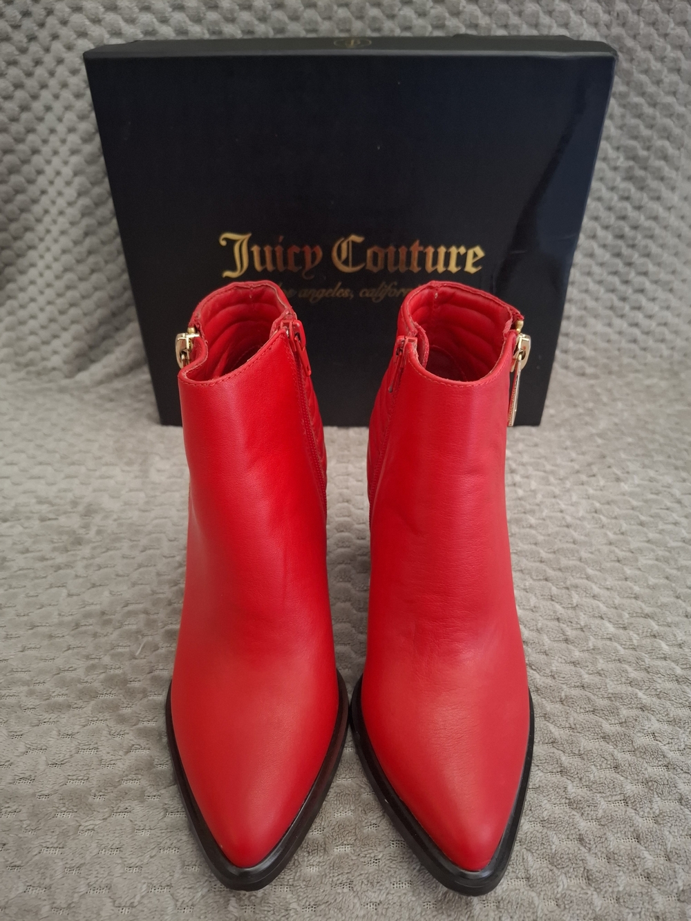 Juicy Couture Tarryn Poppy Red Leather Ankle Boots Size 7 NIB